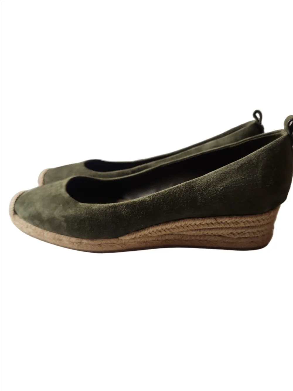 Tory Burch Olive Suede Espadrille Leccio with Natural Jute 10.5 Nwob